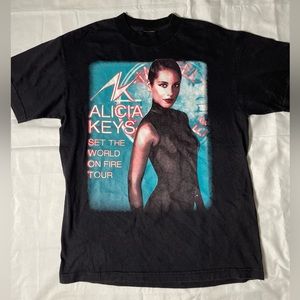 Vintage doublesided Alicia keys set the world on fire concert tour t shirt